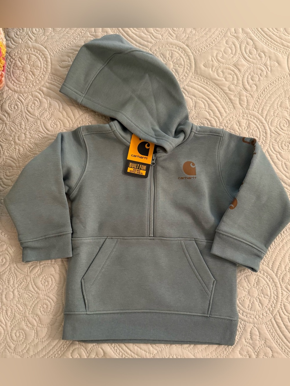 Baby Carhartt Logo 1/2 Zip Pullover 18 mo Sage Green Patina